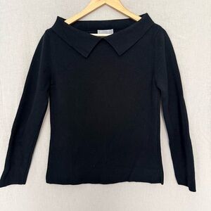 Barneys New York | Italian Cashmere Portrait Collar Sweater | Black